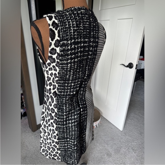 Alice + Olivia Mixed Print Tweed & Leopard Dress Size 0 - Picture 3 of 4